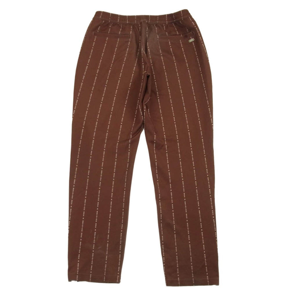 A BATHING APE アベイシングエイプ TEXT STRIPE JERSEY PANTS ストライプ パンツ 中国製 ブラウン系 XL【中古】