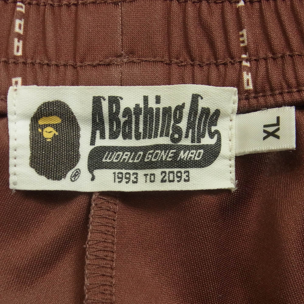 A BATHING APE アベイシングエイプ TEXT STRIPE JERSEY PANTS ストライプ パンツ 中国製 ブラウン系 XL【中古】
