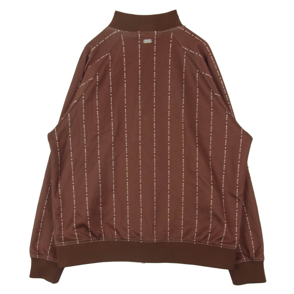 A BATHING APE アベイシングエイプ TEXT STRIPE JERSEY TOP ストライプ ジップアップ ジャケット ブラウン系 XL【中古】