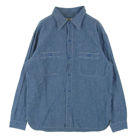 Buzz Rickson's バズリクソンズ BR25995 BLUE CHAMBRAY WORK SHIRT ブルー シャンブレー ワーク 長袖 シャツ インディゴブルー系 15 - 15.5【中古】