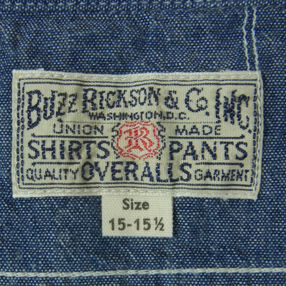 Buzz Rickson's バズリクソンズ BR25995 BLUE CHAMBRAY WORK SHIRT ブルー シャンブレー ワーク 長袖 シャツ インディゴブルー系 15 - 15.5【中古】