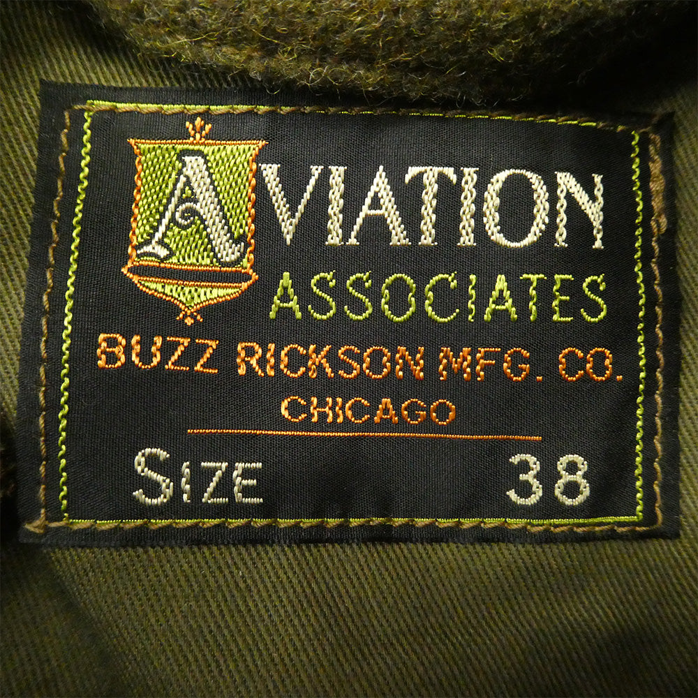 Buzz Rickson's バズリクソンズ BR15589 AVIATION ASSOCIATES WOOL A-1 JACKET ウール ジャケット モスグリーン系 38【極上美品】【中古】