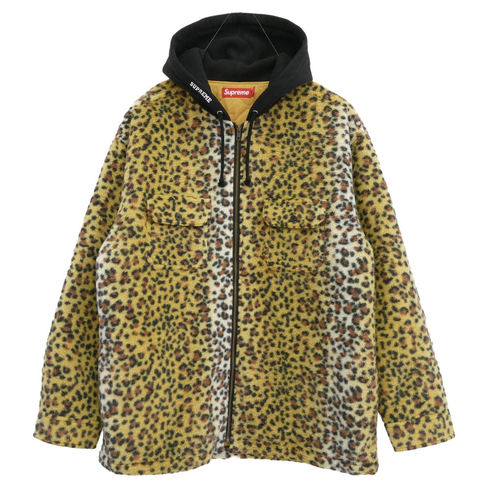 Supreme シュプリーム 23AW Fleece Zip Up Hooded Shirt フリース ジップ アップ シャツ ジャケット レオパード系 XXL【美品】【中古】