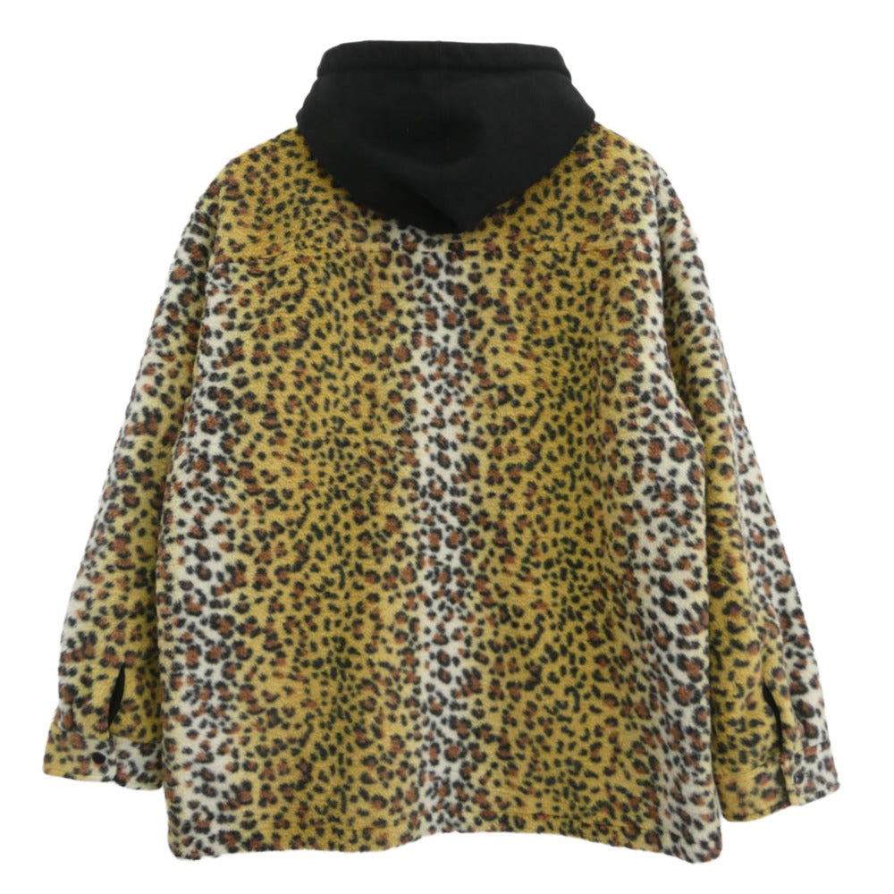 Supreme シュプリーム 23AW Fleece Zip Up Hooded Shirt フリース ジップ アップ シャツ ジャケット レオパード系 XXL【美品】【中古】
