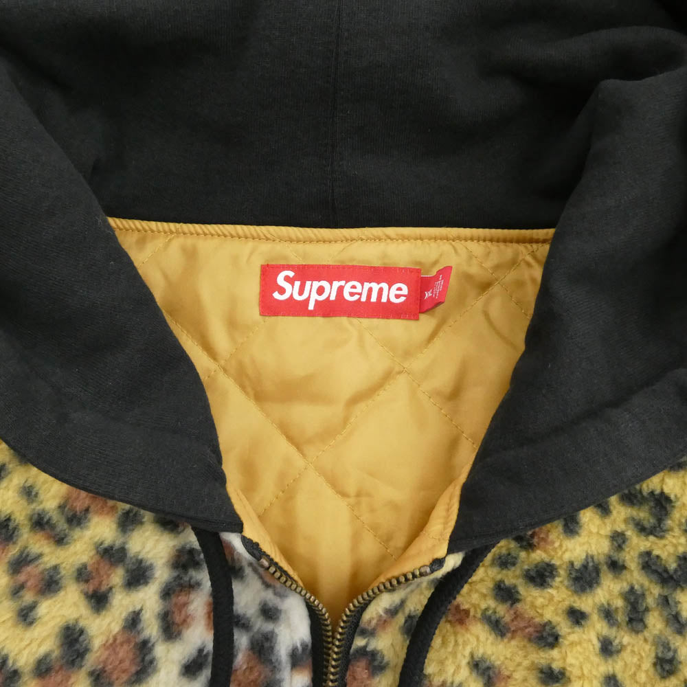Supreme シュプリーム 23AW Fleece Zip Up Hooded Shirt フリース ジップ アップ シャツ ジャケット レオパード系 XXL【美品】【中古】