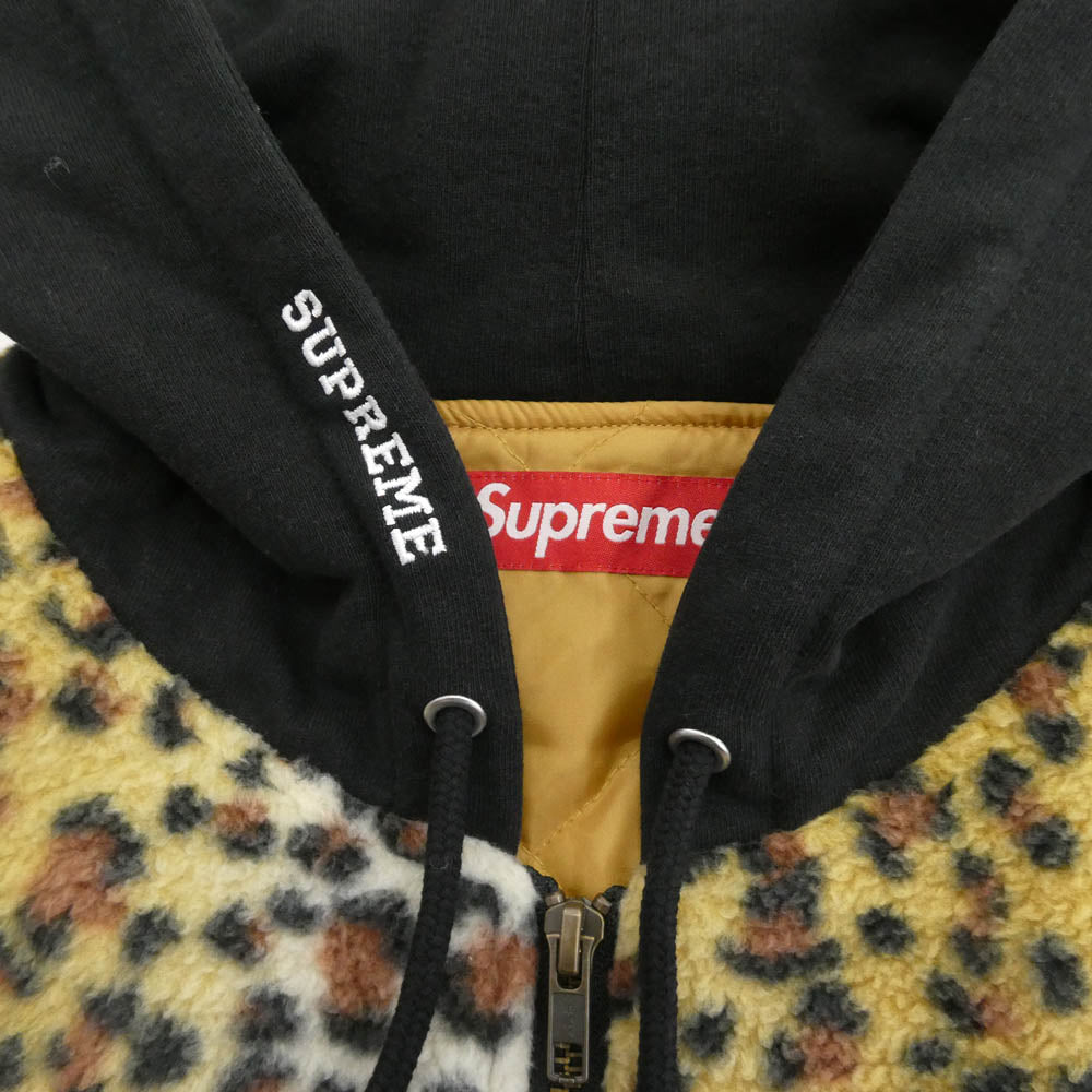 Supreme シュプリーム 23AW Fleece Zip Up Hooded Shirt フリース ジップ アップ シャツ ジャケット レオパード系 XXL【美品】【中古】