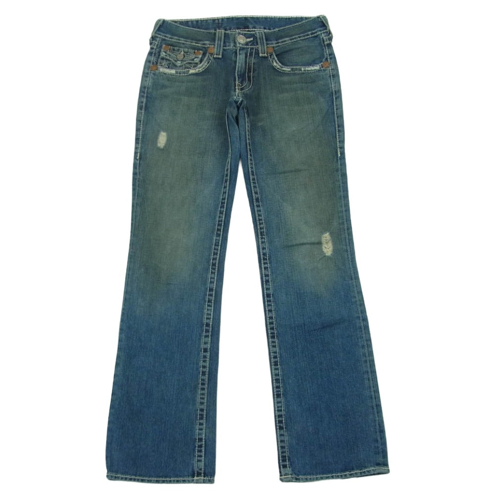 TRUE RELIGION トゥルーレリジョン 24858NBTJ BILLY BIG T ヴィンテージ加工 ホワイトステッチ デニム パンツ インディゴブルー系 30【中古】