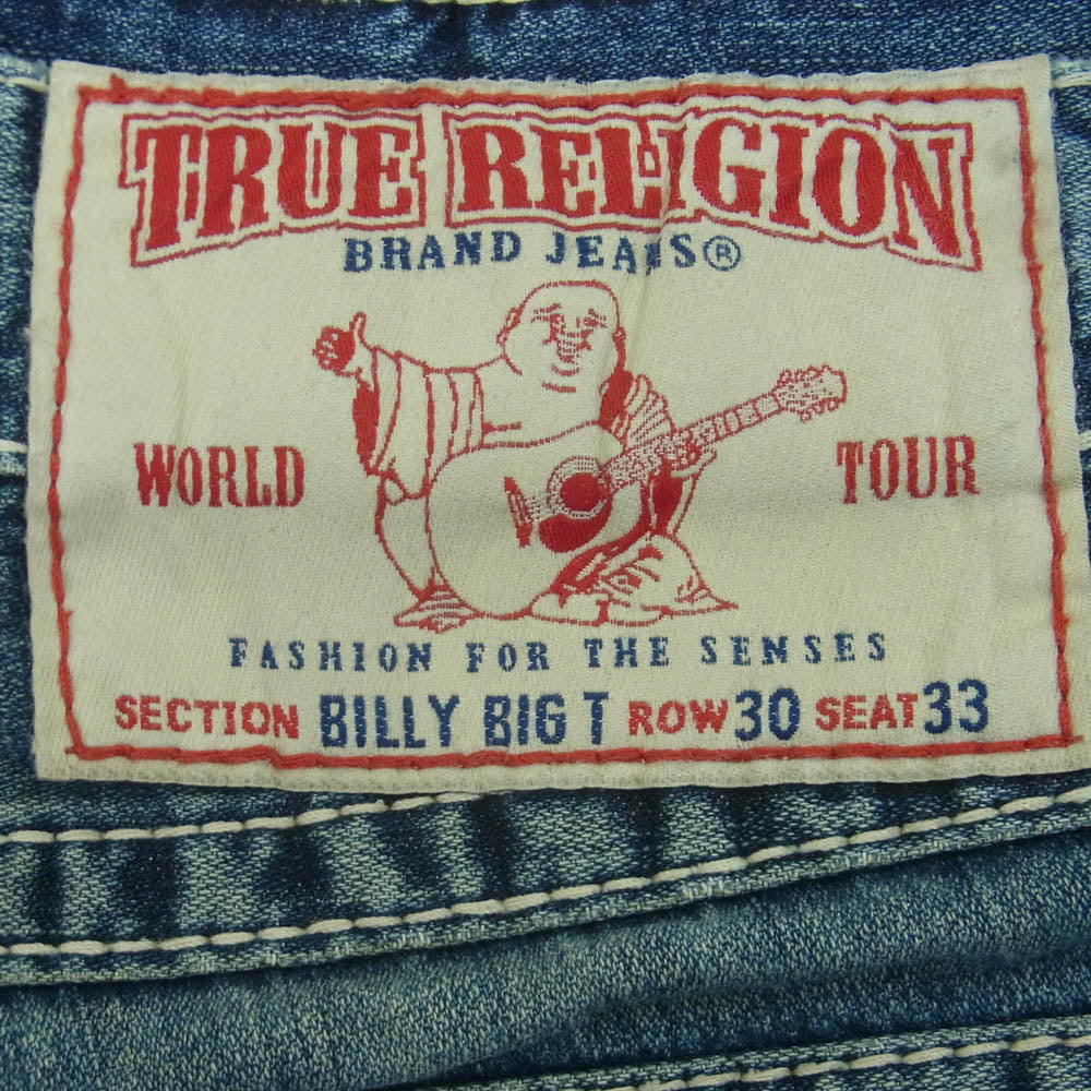 TRUE RELIGION トゥルーレリジョン 24858NBTJ BILLY BIG T ヴィンテージ加工 ホワイトステッチ デニム パンツ インディゴブルー系 30【中古】