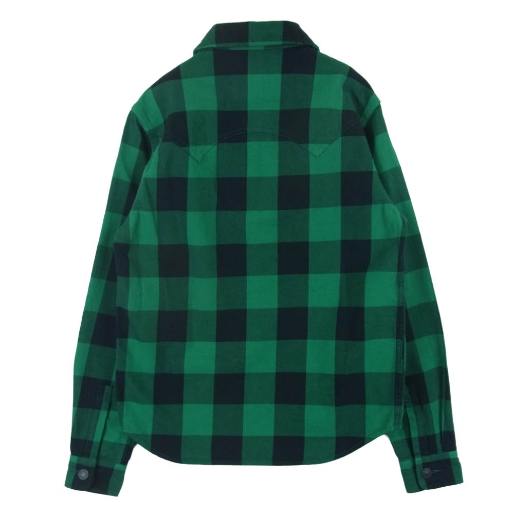 TMT ティーエムティー PIECE DYED BUFFALO CHECK SHIRTS バッファロー チェック ネルシャツ 長袖 シャツ グリーン系 S【中古】