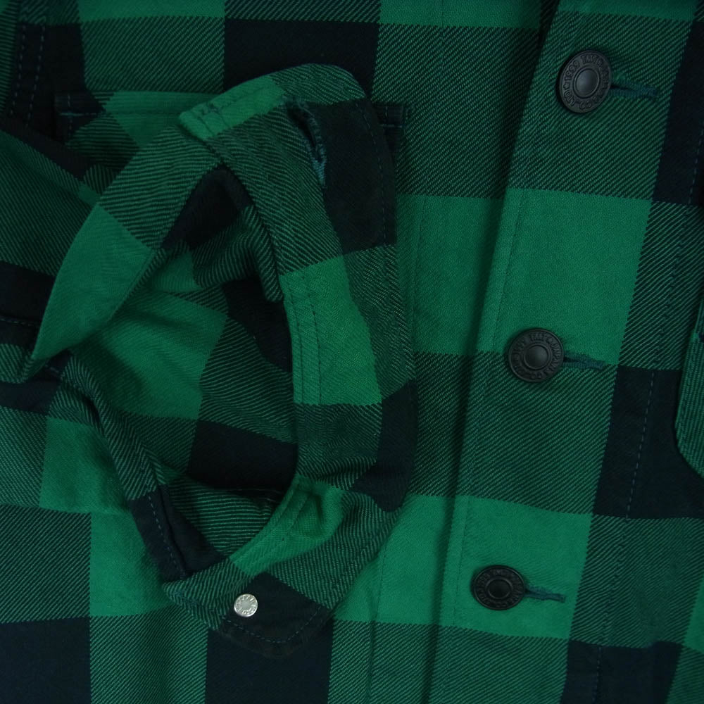 TMT ティーエムティー PIECE DYED BUFFALO CHECK SHIRTS バッファロー チェック ネルシャツ 長袖 シャツ グリーン系 S【中古】
