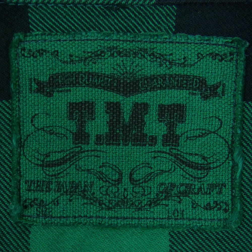 TMT ティーエムティー PIECE DYED BUFFALO CHECK SHIRTS バッファロー チェック ネルシャツ 長袖 シャツ グリーン系 S【中古】