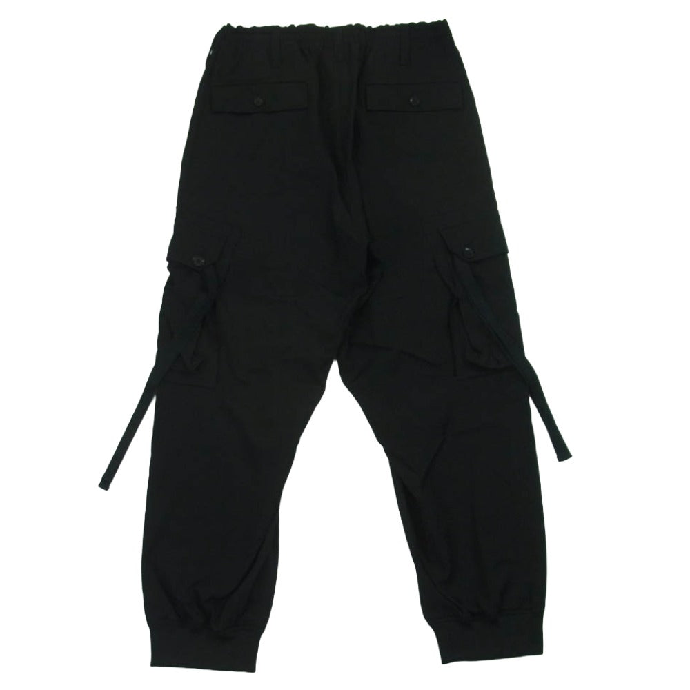 Yohji Yamamoto ヨウジヤマモト 24AW GO-P07-100-1 Ground Y グラウンドワイ WOOL GABARDINE STANDARD RIBBED HEM CARGO リブ カーゴ パンツ ブラック系 03【新古品】【未使用】【中古】