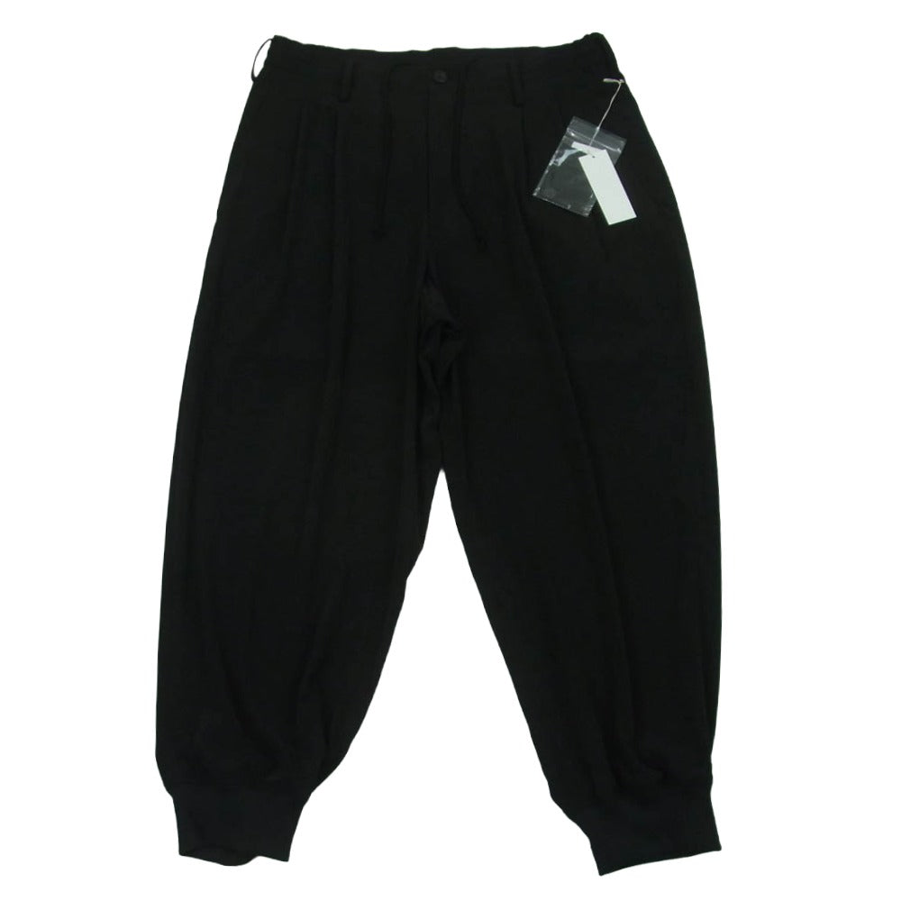 Yohji Yamamoto ヨウジヤマモト UM-P14-500-1 S'YTE サイト CREPE de CHINE HEM RIB 2 TUCK JOGGER PANTS ツータック ジャガー パンツ ブラック系 3【新古品】【未使用】【中古】