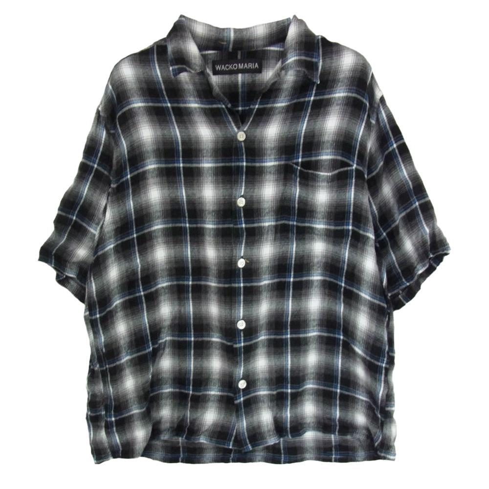 WACKO MARIA ワコマリア チェック柄 レーヨン 半袖 オープンカラー シャツ ブラック系 M【中古】