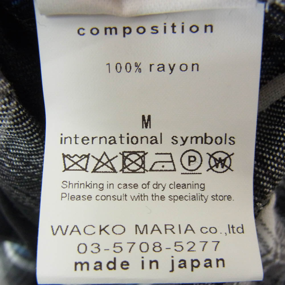 WACKO MARIA ワコマリア チェック柄 レーヨン 半袖 オープンカラー シャツ ブラック系 M【中古】