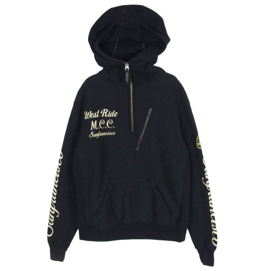WESTRIDE ウエストライド M.C.C. San Francisco ハーフジップ パーカー ブラック系 36【中古】
