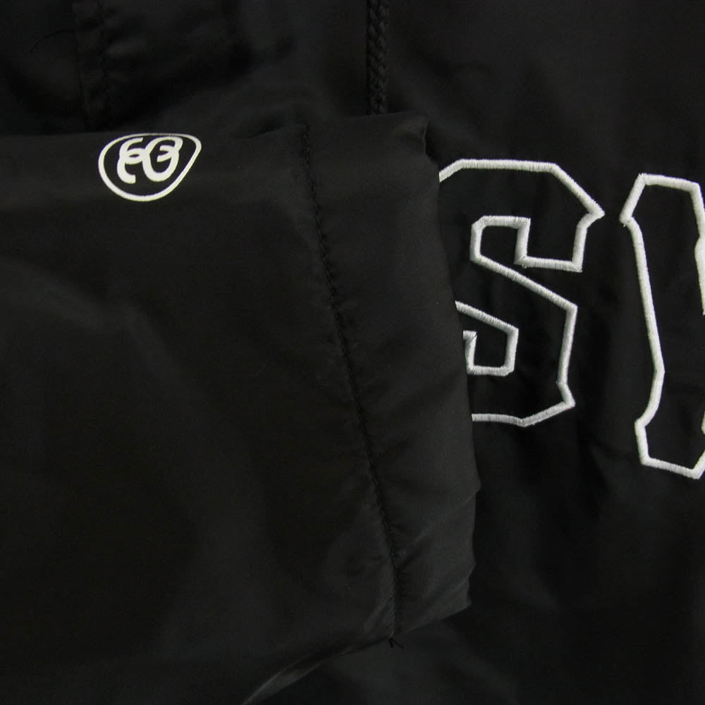 STUSSY ステューシー ロゴ ナイロン フリース ベンチ コート ブラック系 XL【中古】