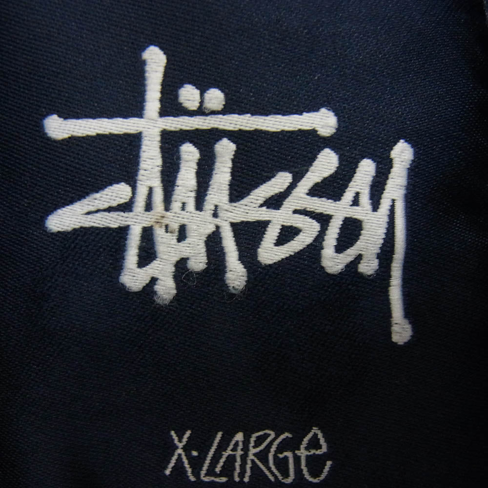 STUSSY ステューシー ロゴ ナイロン フリース ベンチ コート ブラック系 XL【中古】