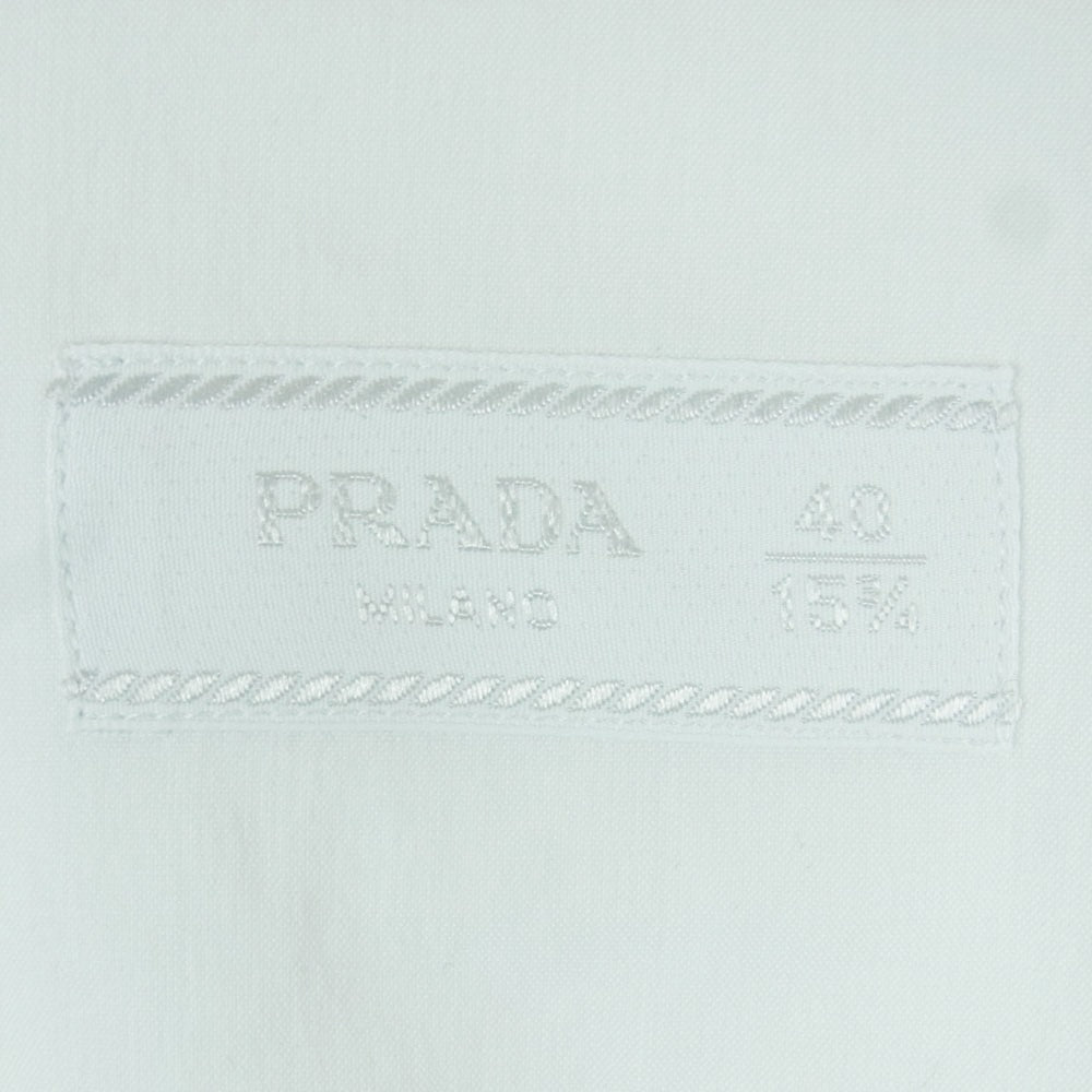PRADA プラダ セミワイドカラー 長袖 ストレッチ ドレス シャツ イタリア製 ホワイト系 40【中古】