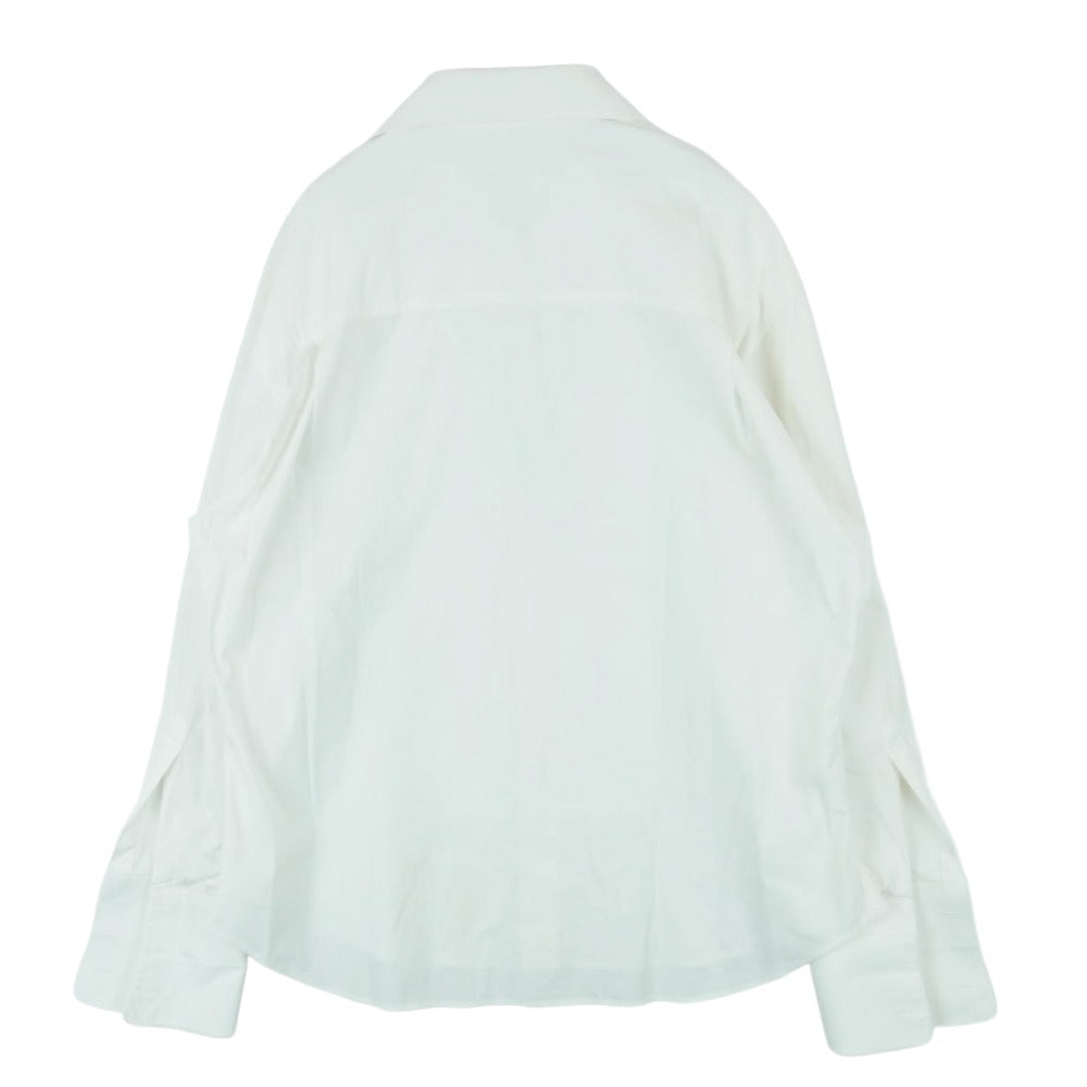 PRADA プラダ ワイドカラー ストレッチ 長袖 ドレス シャツ イタリア製 ホワイト系 40【中古】