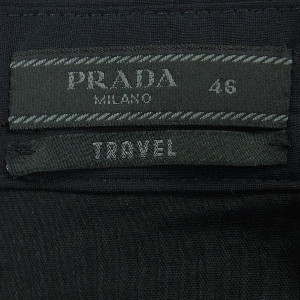 PRADA プラダ SPG29 2018 TRAVEL EDITION トラベルエディション バージンウール スラックス パンツ ダークネイビー系 46【中古】
