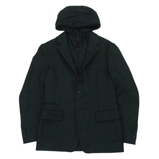 PRADA プラダ SD064 2017 取り外し可能ナイロンインナー ウール シングル 2B テーラード ジャケット ダークグレー系 46【中古】