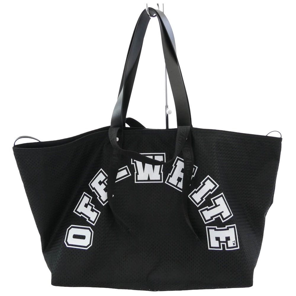 OFF-WHITE オフホワイト DAY OFF BASEBALL ベースボール メッシュ ハンドルレザー トート バッグ ブラック系【中古】