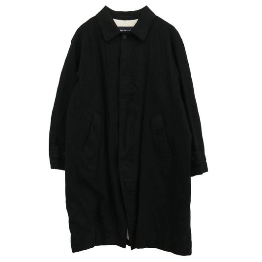 COMME des GARCONS HOMME コムデギャルソンオム 24AW HN-C101 ウールサージ 縮絨 ステンカラー コート ブラック系 M【美品】【中古】