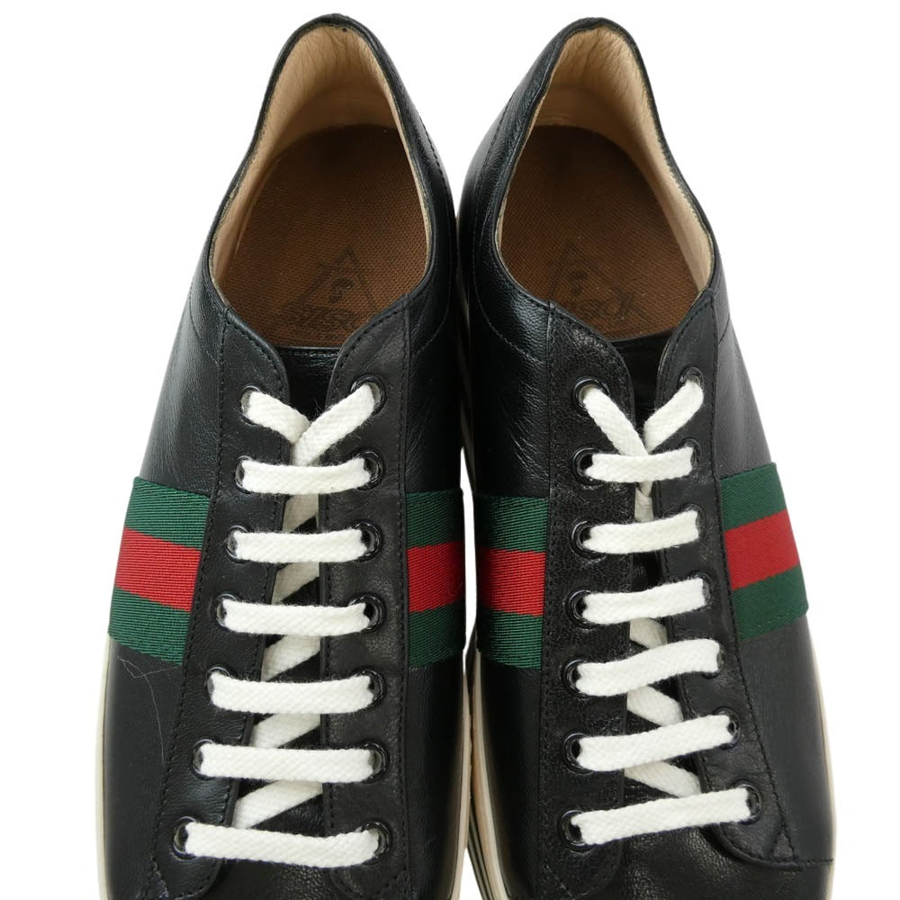 GUCCI グッチ 17SS 452312 Wmns Peggy Platform ペギー プラットフォーム シェリーライン 厚底 レザー スニーカー ブラック系 39【中古】