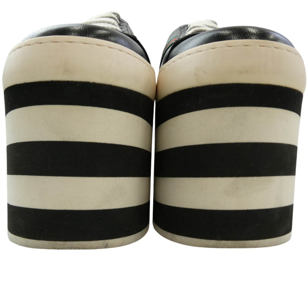 GUCCI グッチ 17SS 452312 Wmns Peggy Platform ペギー プラットフォーム シェリーライン 厚底 レザー スニーカー ブラック系 39【中古】