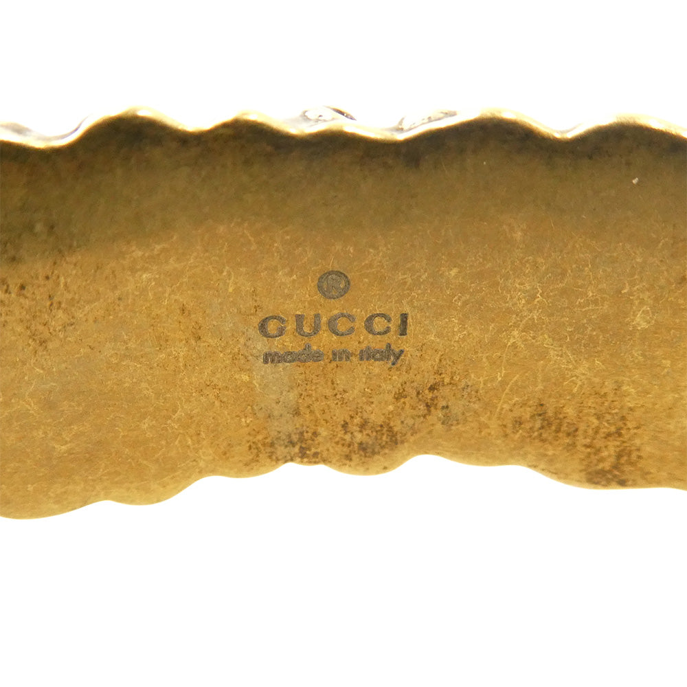 GUCCI グッチ ライオン たてがみモチーフ バングル ゴールド系 L【中古