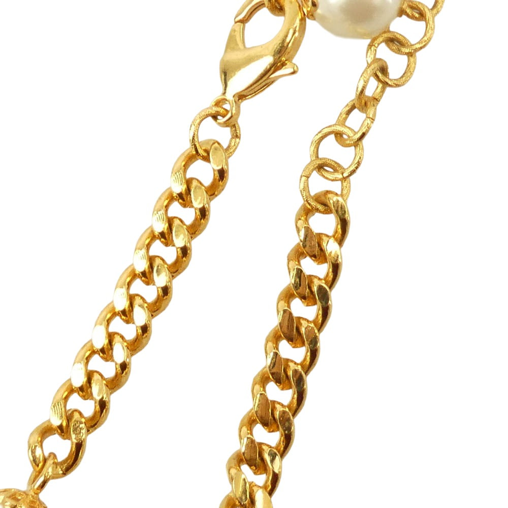 DOLCE&GABBANA ドルチェアンドガッバーナ フラワー モチーフ ビジュー ラインストーン ネックレス ゴールド系【中古】