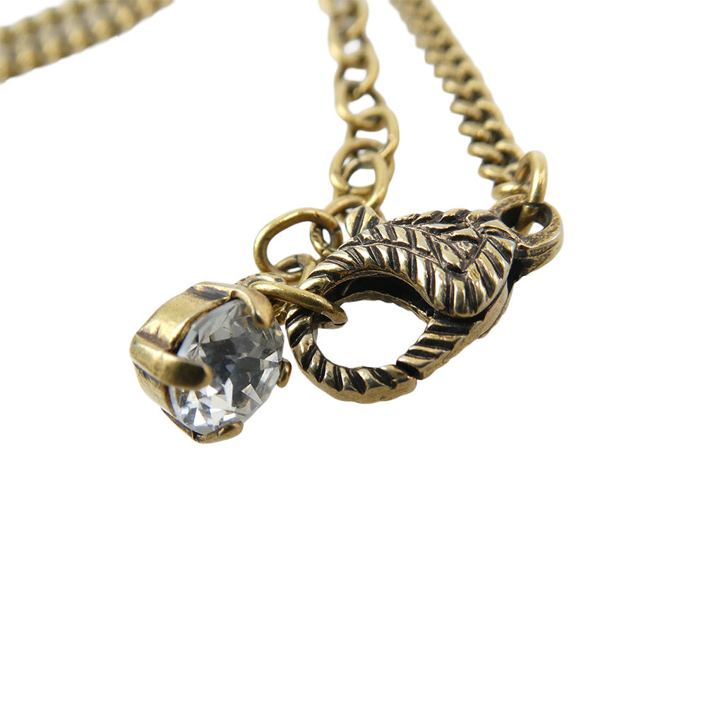 GUCCI グッチ 645675 J1D50 8062 Crystal Double G Necklace クリスタル ダブルG GGマーモント ラインストーン ネックレス ゴールド系 ホワイト系【中古】
