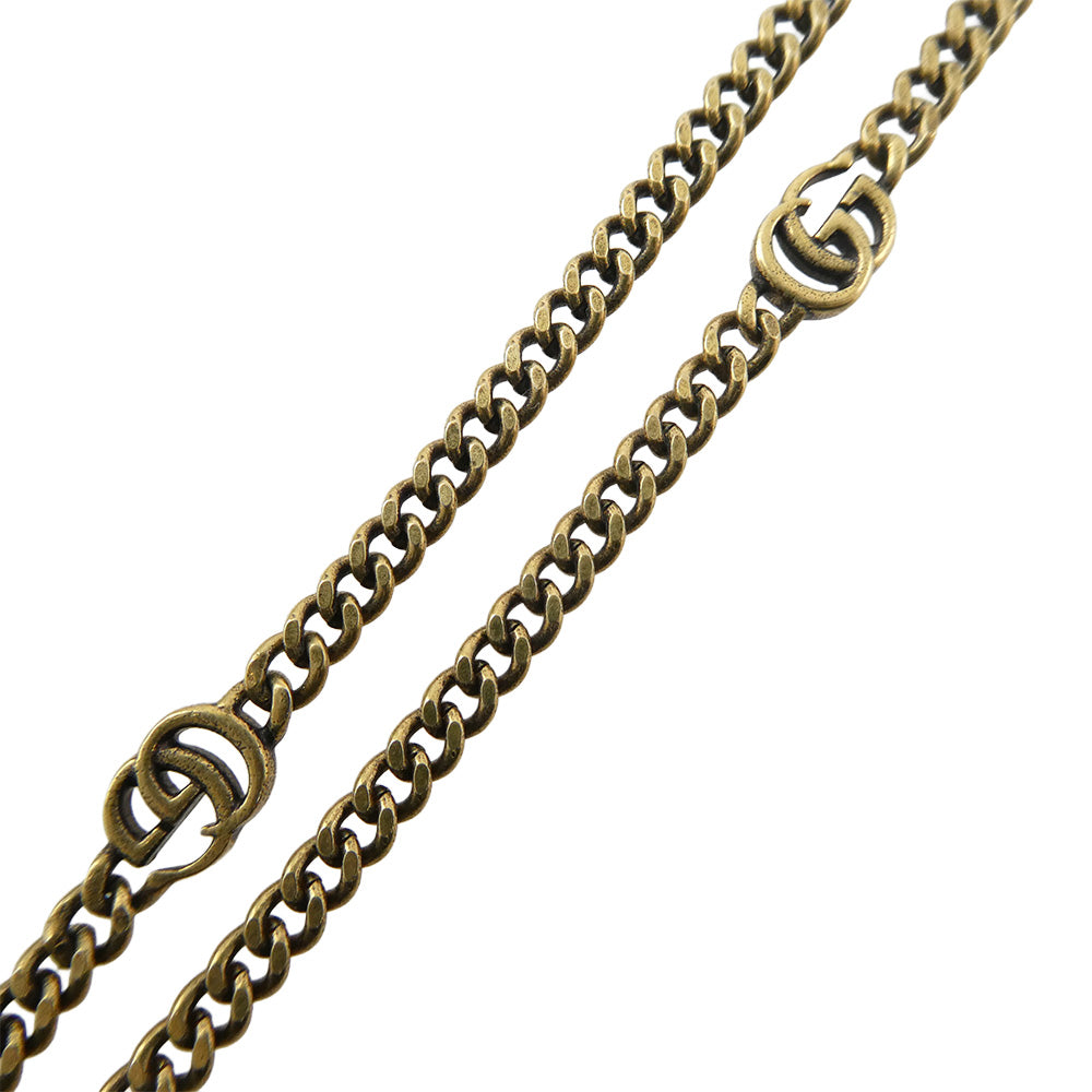 GUCCI グッチ 645675 J1D50 8062 Crystal Double G Necklace クリスタル ダブルG GGマーモント ラインストーン ネックレス ゴールド系 ホワイト系【中古】