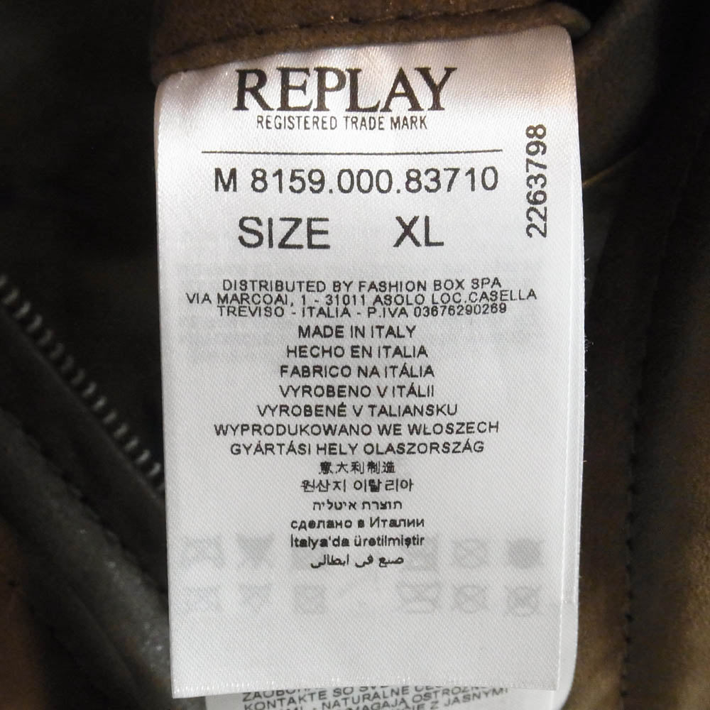 REPLAY リプレイ M8159 000 83710 ヴィンテージ ヌバック レザー ジャケット ダークブラウン系 XL【極上美品】【中古】