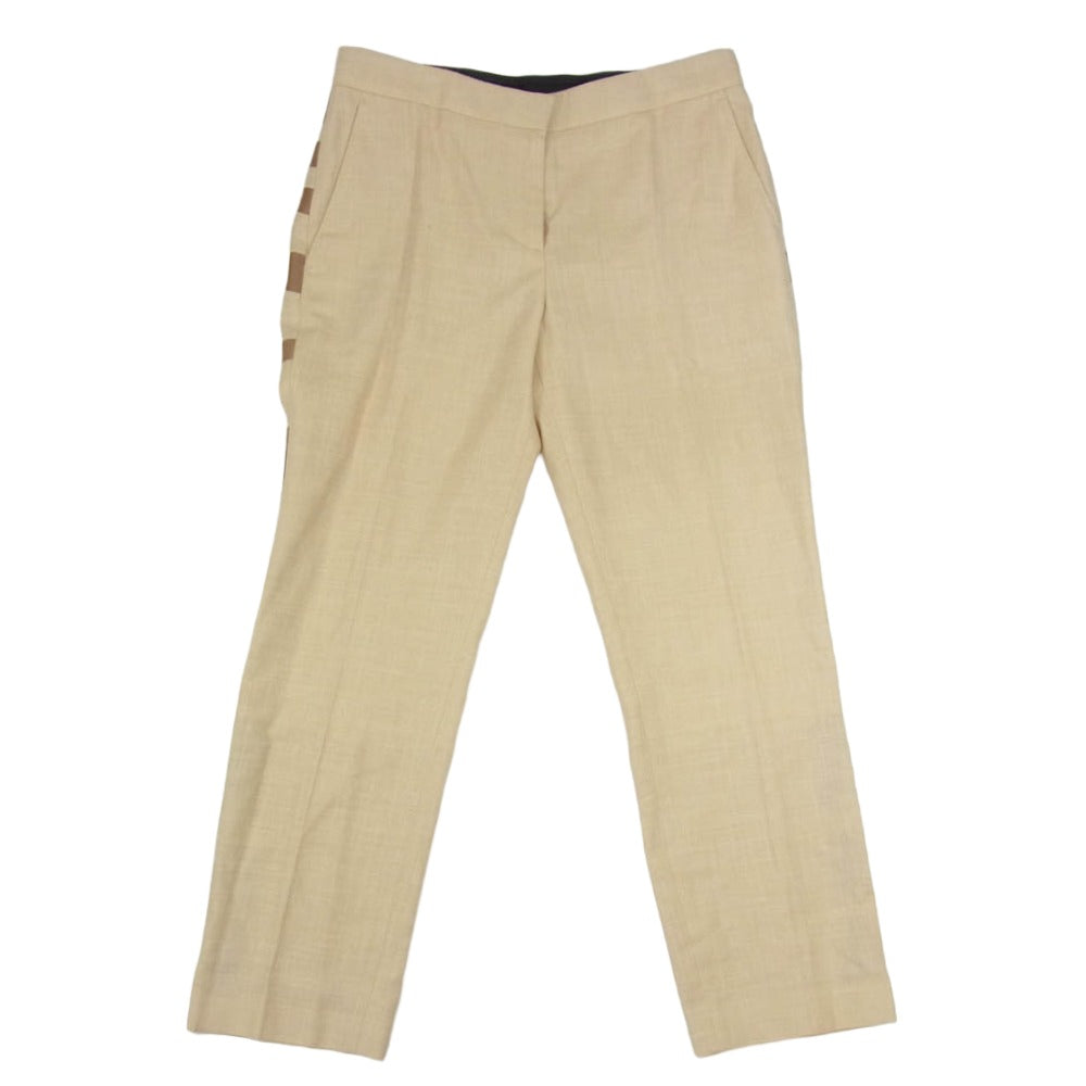 BURBERRY バーバリー 8016893 ウール シルク リネン サイドライン スラックス パンツ ベージュ系 38【中古】