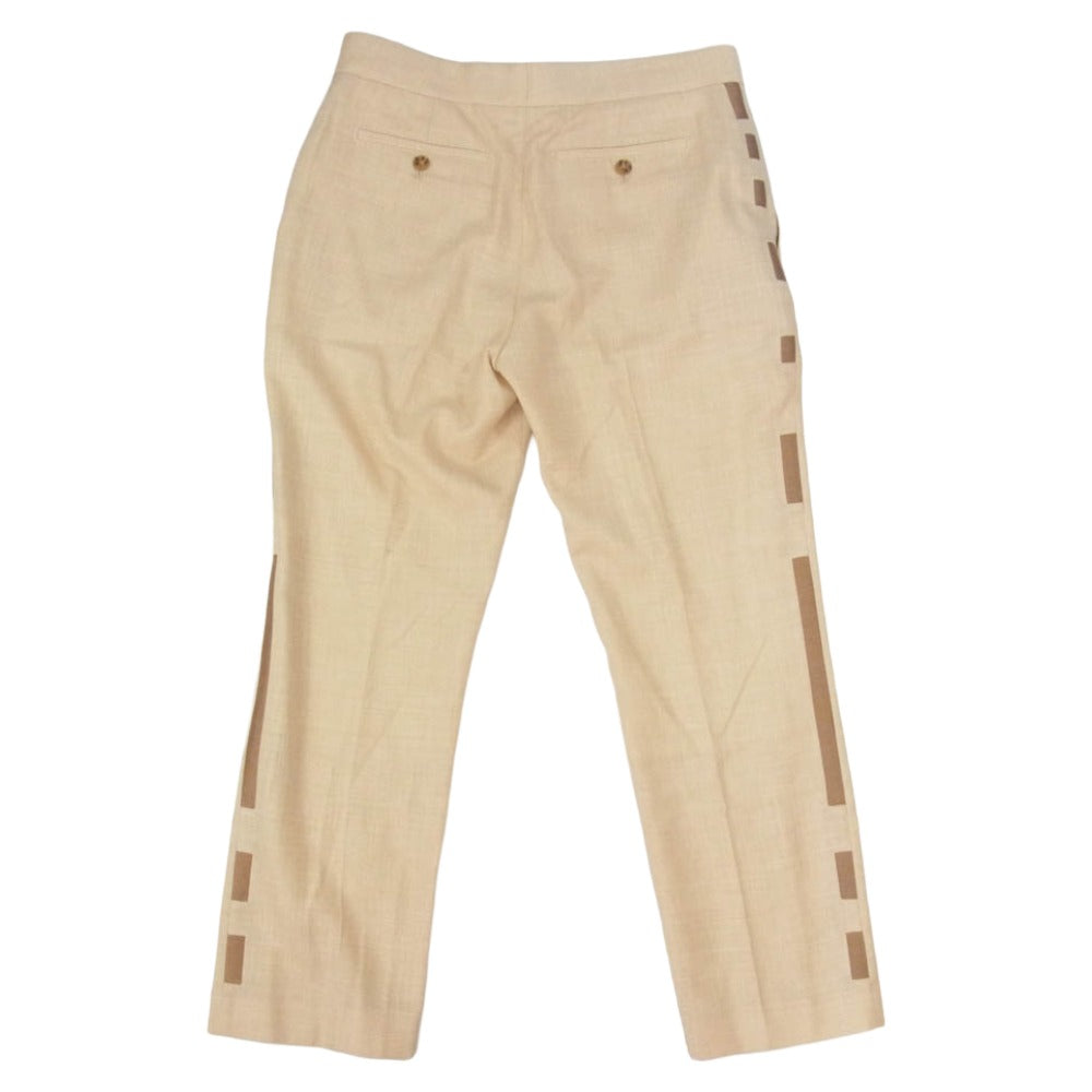 BURBERRY バーバリー 8016893 ウール シルク リネン サイドライン スラックス パンツ ベージュ系 38【中古】