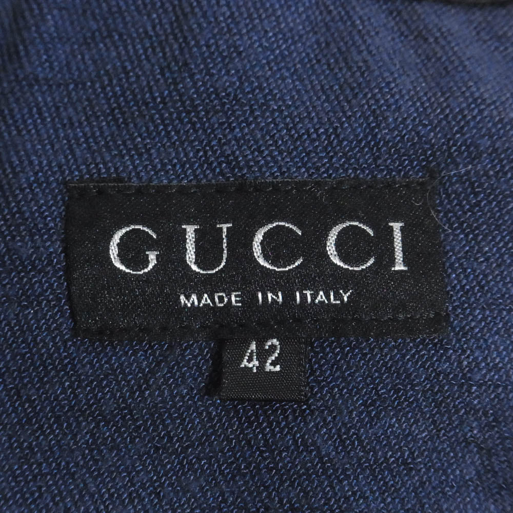 GUCCI グッチ 205-0602-7912 イタリア製 フロントジップ スカート ブルー系 42【中古】