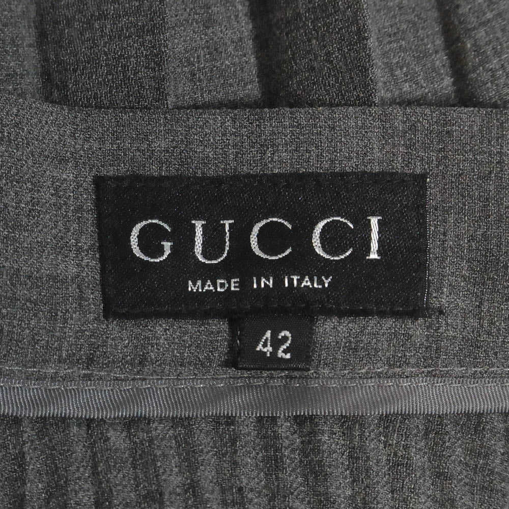 GUCCI グッチ 205-0593-7923 イタリア製 プリーツ スカート グレー系 42【中古】