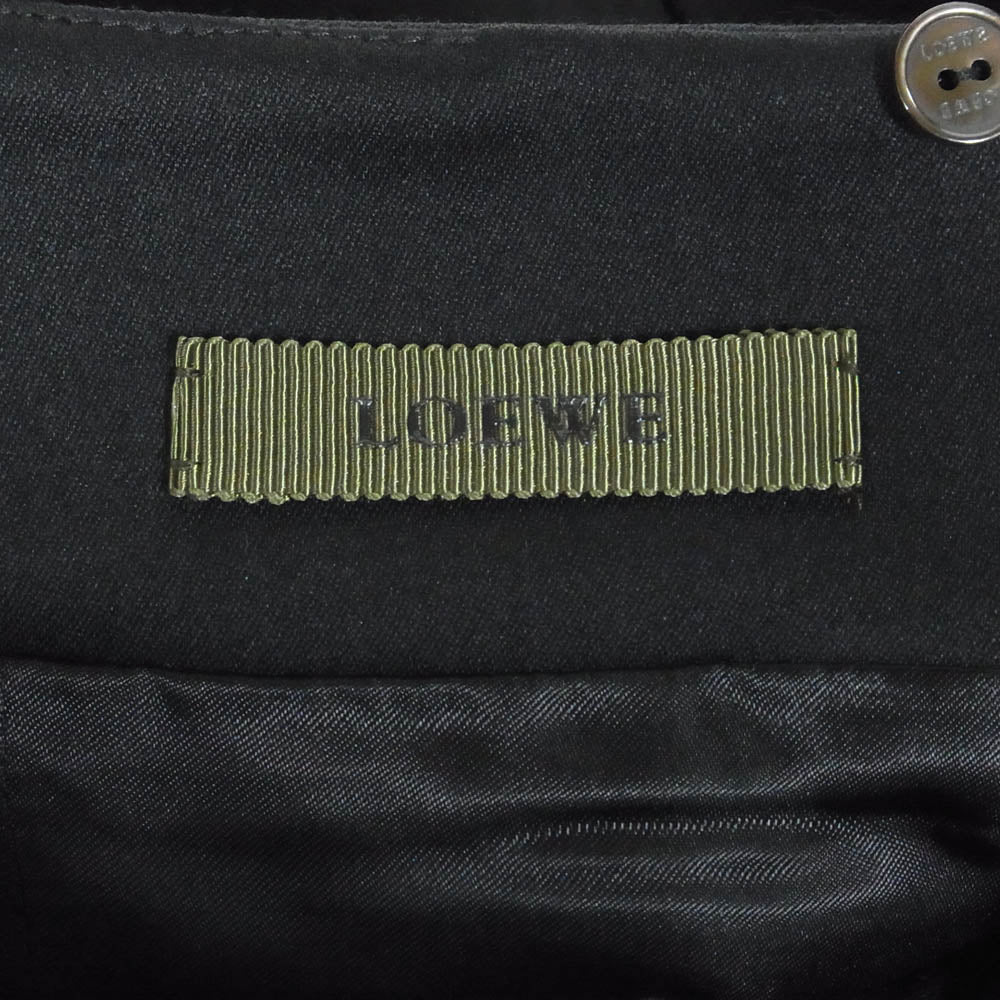 LOEWE ロエベ ウール ボタン スリット バックジップ スカート ブラック系 36【中古】
