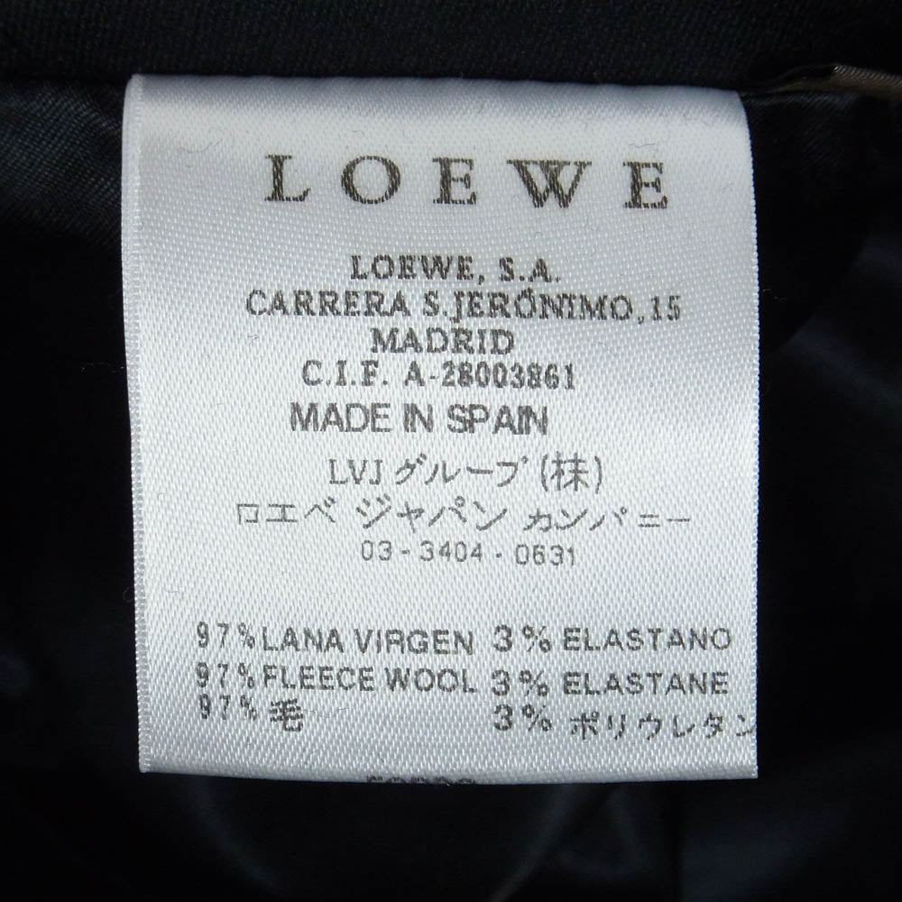 LOEWE ロエベ ウール ボタン スリット バックジップ スカート ブラック系 36【中古】
