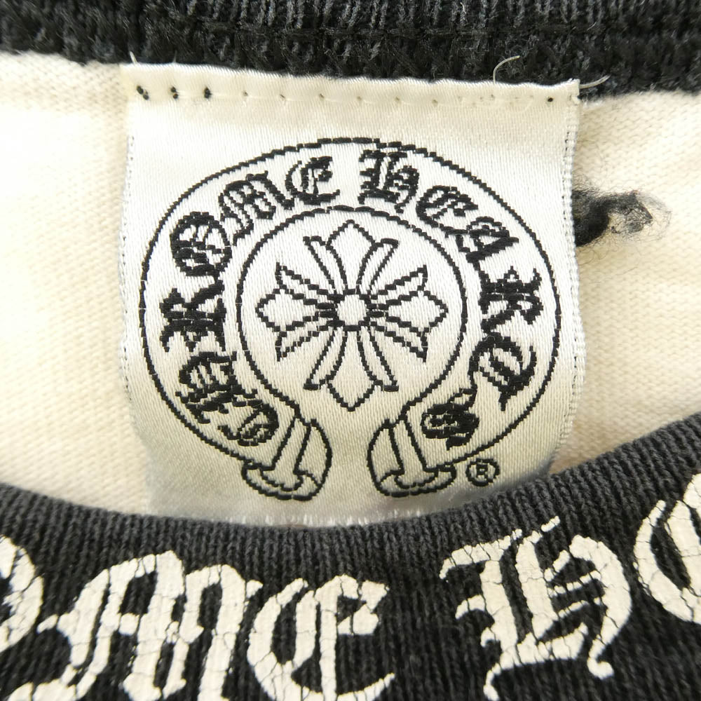 CHROME HEARTS クロムハーツ（原本無） オールド ネックロゴ 袖マルチプリント 七分丈 ラグラン 長袖 Tシャツ ホワイト系 ブラック系 S【中古】