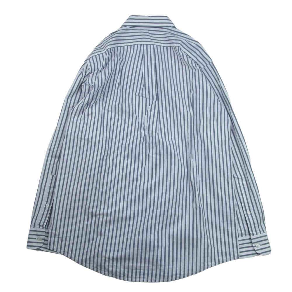 ACNE STUDIOS アクネストゥディオズ FN-MN-SHIR000374 ストライプ ロゴプリント 長袖 ボタンダウンシャツ BDシャツ ホワイト系 44【中古】