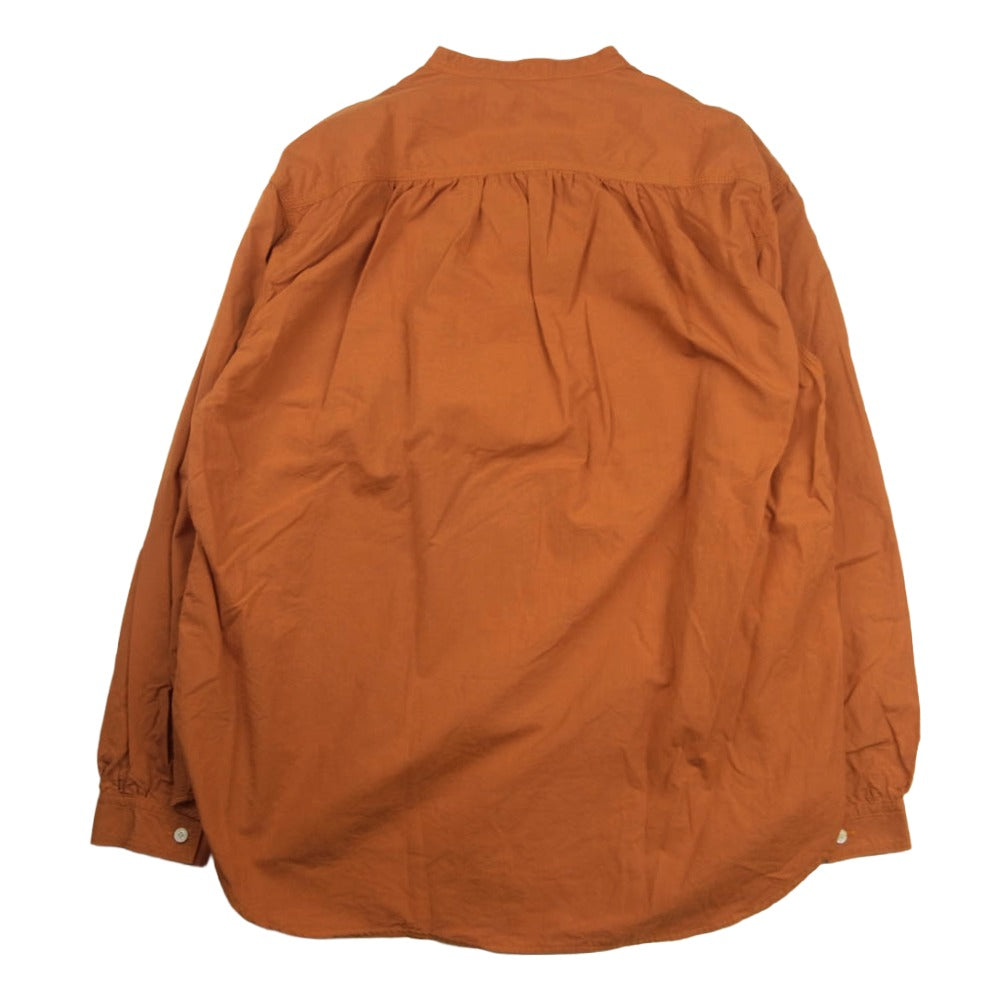 オーベルジュ DURHAM バックギャザー コットン 長袖 ノーカラー シャツ オレンジ系 42【中古】