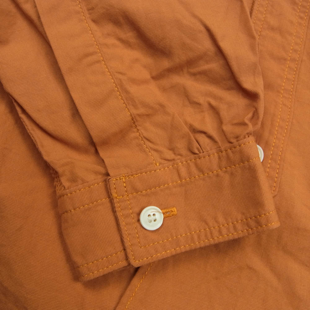 オーベルジュ DURHAM バックギャザー コットン 長袖 ノーカラー シャツ オレンジ系 42【中古】