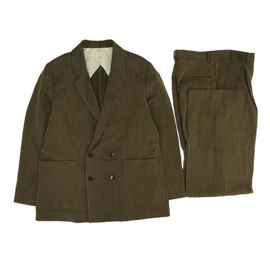 seya. セヤ SIWA TAILORED W JACKET TRAVEL PANTS ヘリンボーン テーラードジャケット スラックスパンツ セットアップ ブラウン系 2【中古】