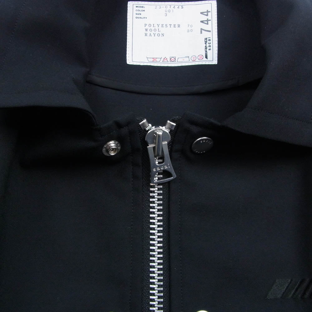 Sacai サカイ 23-0744S x Mercedes-AMG メルセデスエーエムジー ウール レーヨン スナップボタン ジップアップ シャツジャケット ブルゾン ブラック系 3【美品】【中古】