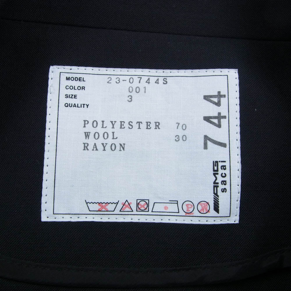 Sacai サカイ 23-0744S x Mercedes-AMG メルセデスエーエムジー ウール レーヨン スナップボタン ジップアップ シャツジャケット ブルゾン ブラック系 3【美品】【中古】