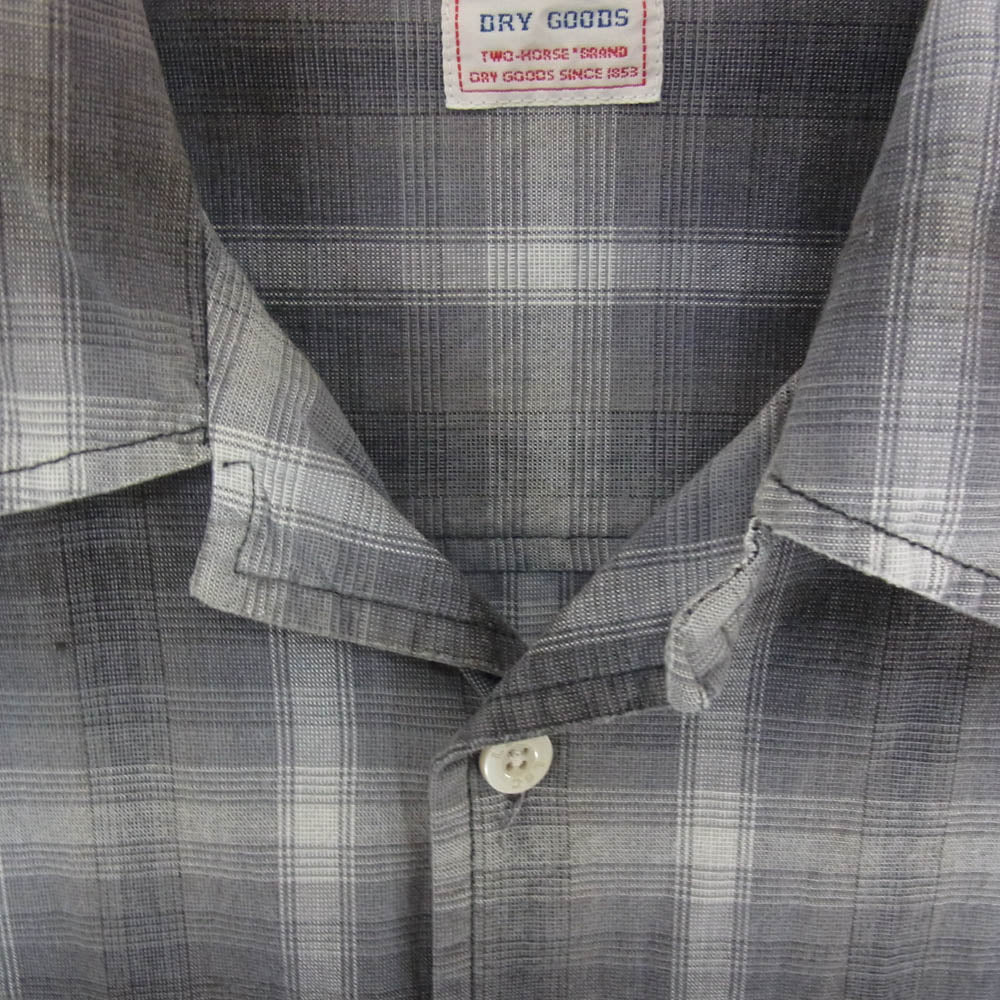 Levi's リーバイス 58684 90s DRY GOODS ドライグッズ オンブレ チェック オープンカラー 開襟 長袖 シャツ ブラック系 L【中古】