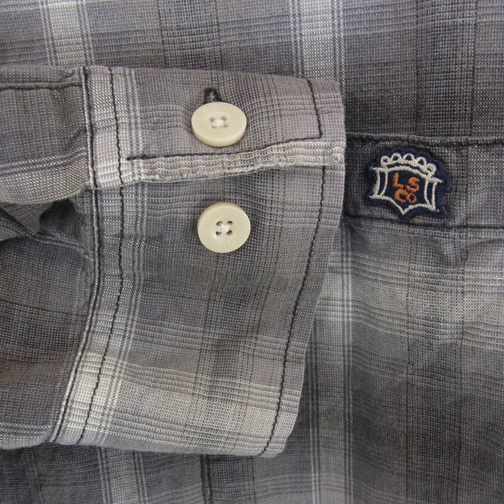 Levi's リーバイス 58684 90s DRY GOODS ドライグッズ オンブレ チェック オープンカラー 開襟 長袖 シャツ ブラック系 L【中古】